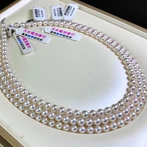 HENGSHENG Pearl Necklace Fine Jewelry Round 6.5-7mm Nature-Ocean Akoya White Pearls Necklaces For Women Fine Birthday Presents