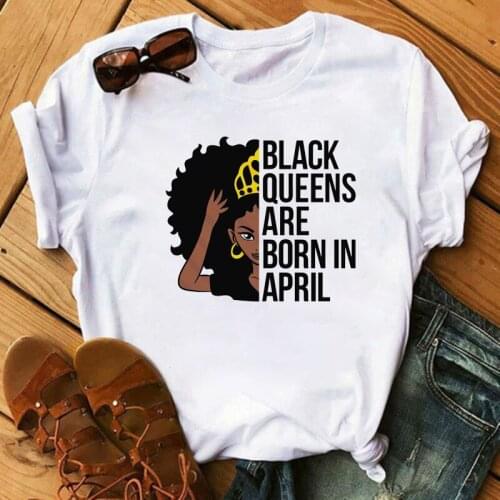 Afro Girl Africa Hair Crown Top Women T-shirts Melanin Queen Female O-neck Tshirt Black Girls Tees Fashion Female Shirt