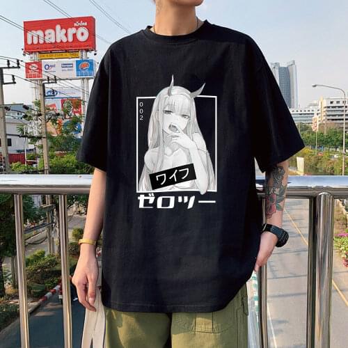 Darling In The Franxx Anime Zero TWO Kawaii Girl Print Top Harajuku T Shirt Summer Short Sleeve Loose Oversized Tee Shirt