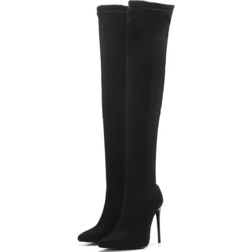 Big Size Women Long Boots Woman Over The Knee Boot Pointed Pure color High heel boots