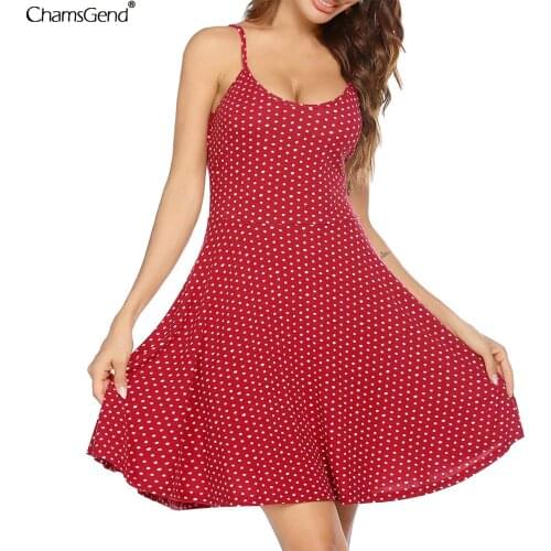 2021 New Casual Polka Dot Camisole Dress Women V Neck Sleeveless Beach Dress Summer Bohemian Dresses For Women Free Shipping