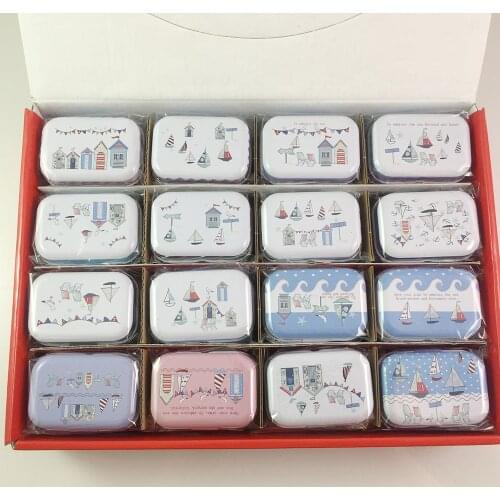 32 pcs/lot Ocean Boat Beach Style Tin Box Candy Pill Chutty Mini Storage House Decoration Collectables Display