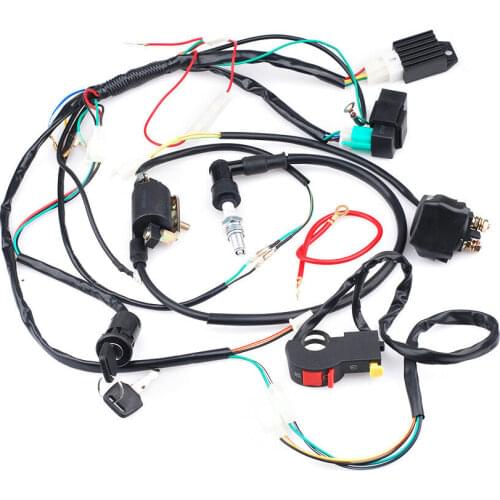 For 50 70 90 110CC ATV Quad Gokart Full Electrics Wire Harness Coil CDI Wiring Set Quad Wire harness Coil lead