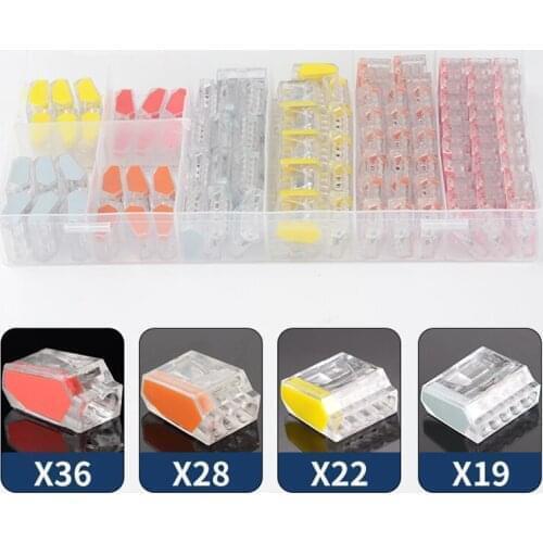 105pcs Mixed Boxed Fast Wire Connector DIY Packing Universal Compact Push-in Quick Conductor Wiring Connector Terminal Block