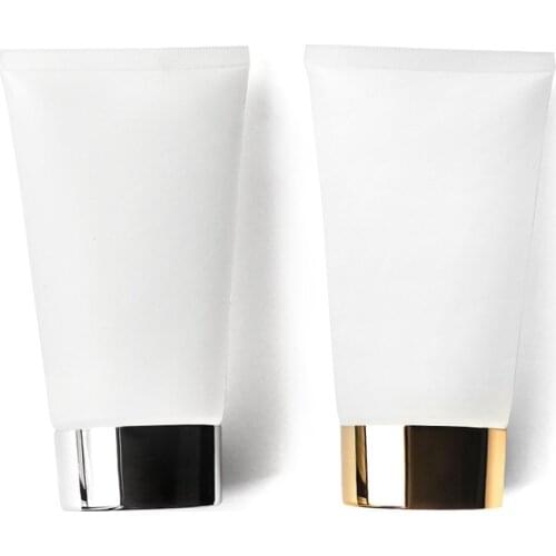 150ML X 30 Empty Matte Transparent Plastic Lotion Soft Tubes Cosmetic Squeeze Containers,Gold/Silver Screw Lids Cream Bottles