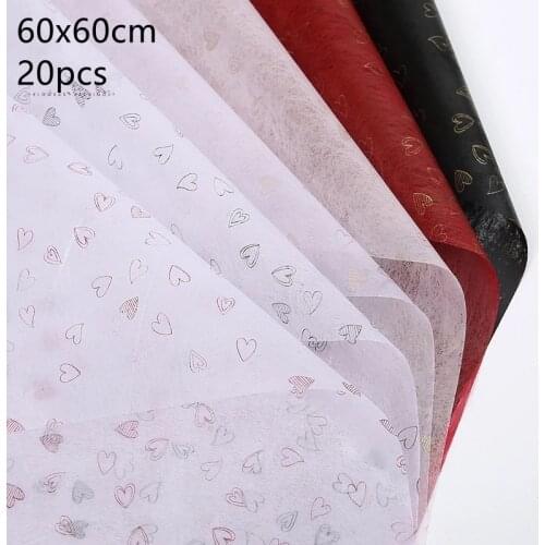 20pcs 60×60cm Love Shape Tissue paper waterproof flower bouquet flower paper gift wrapping paper