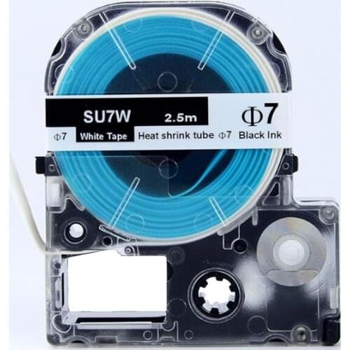 3PCS 7mm SU7W label tapes Black on White heat shrink tube tapes for LW-400 LW-700P label printers
