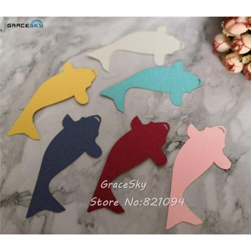 50pcs free shipping Laser Cut Whale Design DIY Paper Wish Card Hang Tag Message Card Birthday Favors Party Decoration Book Mark