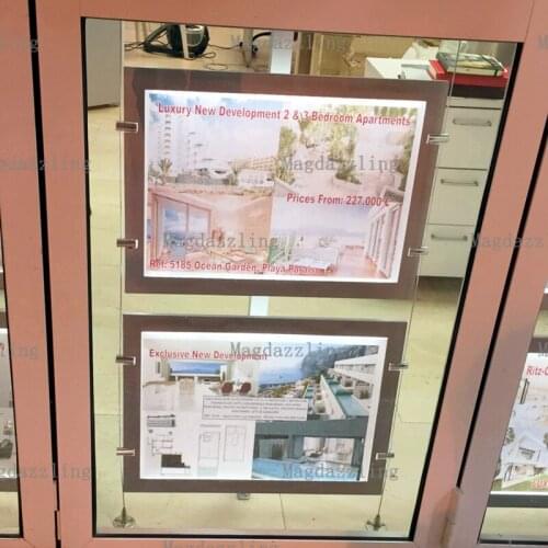 8PCS X A3 Landscape Double Sided Magnetic Acrylic Frame LED Illuminated Real Estate Agent Window Display Light Pocket for Shop