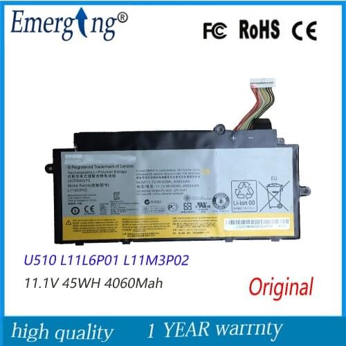 11.1V 45Wh New Original Laptop Battery for Lenovo IdeaPad U31 U510 L11L6P01 L11M3P02 Touch 3ICP40/61/69-2