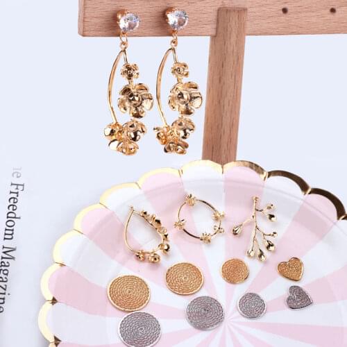 DIY jewelry accessories copper plating true gold water drop flower, dragonfly point water round love necklace Necklace Pendant