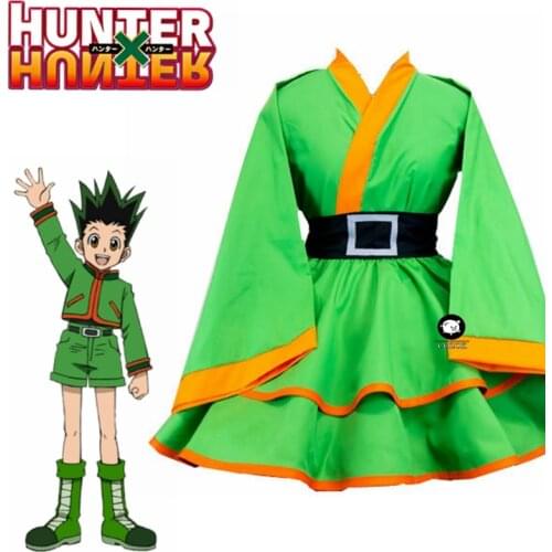Anime HUNTER x HUNTER GON FREECSS Women Men Green Kimono Cosplay Costume Custom Customized Any Size
