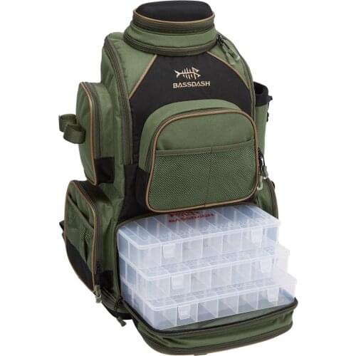 Bassdash Multifunctional Fishing Tackle Backpack [3670] with 4 Trays Tactical Soft Tackle Box