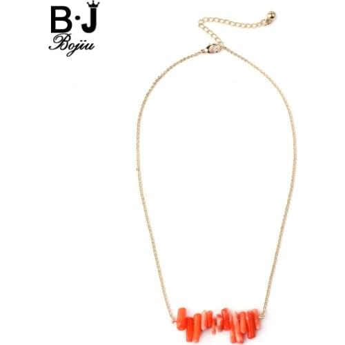 Bojiu New Fashion Choker Necklace Colorful Mini Coral Gold Cable Chain necklace NKS008