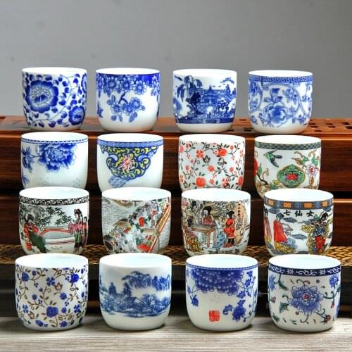 110ml Jing De Zhen Glaze Painting Small Capacity Ceramic Teacup Porcelain Tea Cup Household Chinese Kung Fu Cup Tea Set Supplies