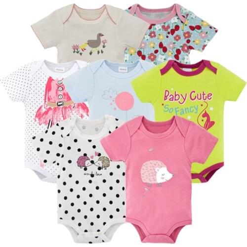 7pcs/pack new born baby clothes baby girl romper dots cartoon cotton rompers baby summer clothing baby girl jumpsuit newborns