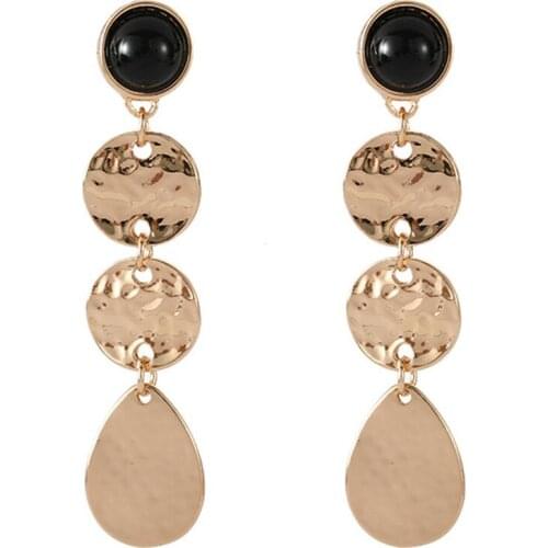 CRLEY 2019 New Arrival Long Multi Layers Earrings Geometric Round Gold Color Retro Vintage Statement Dangle Drop Earrings