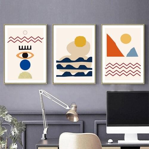Boho Geometric Abstract Landscape Canvas Painting Scandinavia Wall Art Prints Poster Picture for Gallery Living Room Home Decor