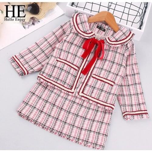 HE Hello Enjoy Kids Clothes Girls Set 2020 Autumn Fashion Winter Wool Coats And Skirts Boutique Kids Clothing Sets Fall Outfits