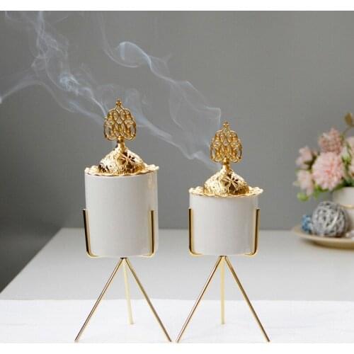 Cermet Incense Burner Porcelain Censer Buddhism Incense Holder Eid Traditional Fort Home Ornaments for Tea Home Yoga Studio