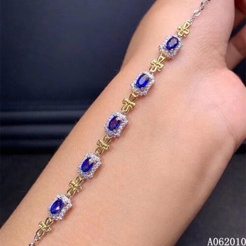 KJJEAXCMY fine jewelry 925 sterling silver inlaid natural sapphire bracelet popular girl new hand bracelet support test