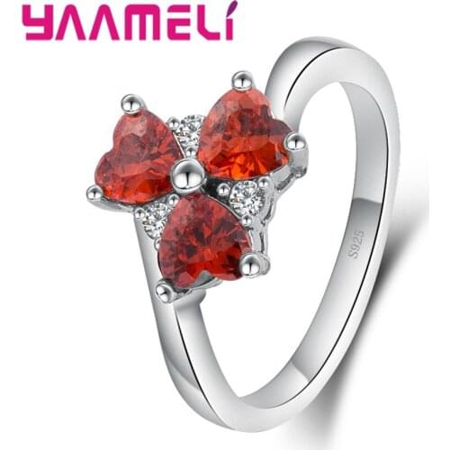 3 Color Genuine 925 Sterling Silver Rings with Big Heart Rhinstone For Ladies Attending Cocktail Party Dress Charm
