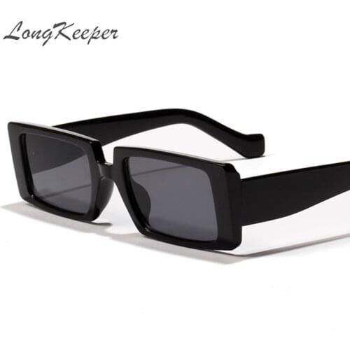 LongKeeper Trendy Black Sunglasses Women 2020 Brand Design Rectangle Thick Frame Sun Glasses Shades UV400 oculos feminino