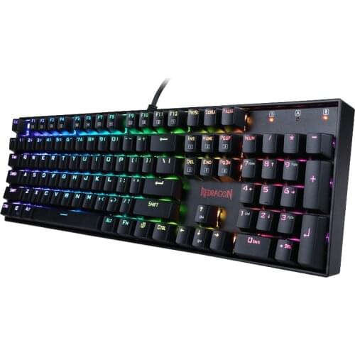 Redragon K551 Gaming Keyboard Mechanical Clicky Switch 104 Keys RGB LED Backlit Computer Keyboard for PC Gamer Typist