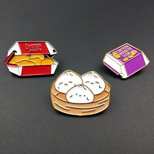 Fashion Bun Food Enamel Cartoon Pins Brooches Badges Bags Kids Metal Pin Jewelry Gifts For Friends Brooch DIY Clothes backpack