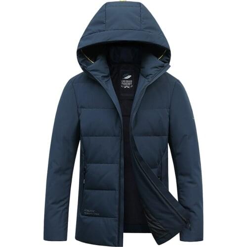 Fashion Short Down Jacket Young and Middle-Aged Mens Casual Hooded 90%White Duck Down 2020 Winter Trendy Jacket Coat