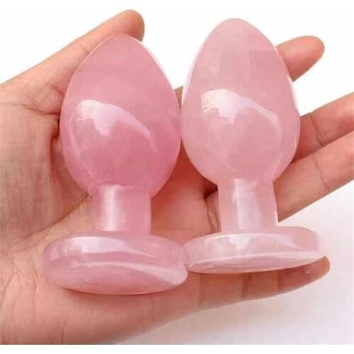 MOKAGY Hand Carved Natural Rose Quartz Stone Crystal Yoni Message Wand Point 80MM 1pc