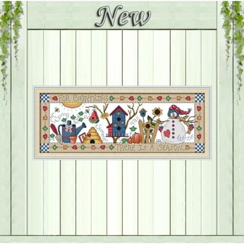Four seasons cartoon diy painting counted print on canvas DMC 14CT 11CT NKF Cross Stitch chinese Needlework Embroidery Sets kits