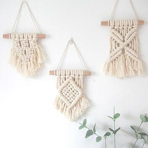 Nordic Style Wall Hanging Macrame Cotton Rope Hand-Woven Tapestry Photograph Props Wall Art For Home Bedroom Decoration