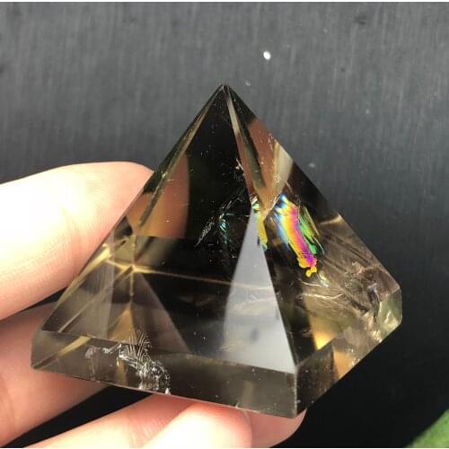 Natural color gum tawney crystal pyramid gem mineral, suitable for meditation treatment home decoration