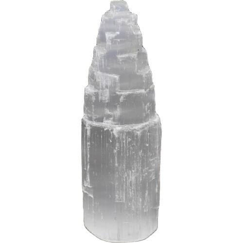 Natural Selenite Tower Healing Crystal Energy Pyramid Stone Reiki Cleanse Charge