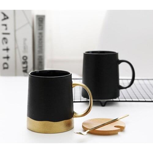 Nordic antique sandy glaze gold covered Ceramic Mug coffee cup milk cup office water cup