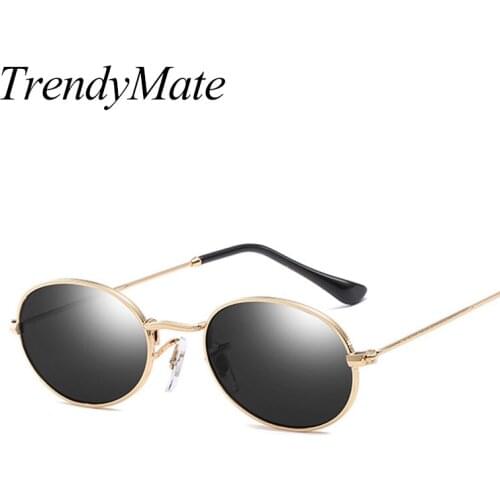 Small Oval Sunglasses women Small Size Men Male Black Round Metal Frame Sun Glasses for Women Mirror Goggles Oculos Uv400 1242T