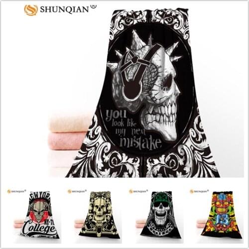 Custom Skull 35x75cm Face Towels Facecloth Microfiber Washcloth Quick drying Sports Towel