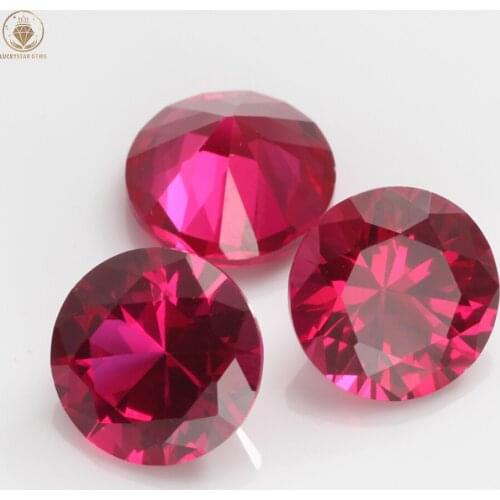 Lucky Star Gems Round Brilliant Cut 3.0MM-12MM Synthetic Ruby Corundum Gemstone Beads for Fashion Jewelry Making Factory Direct