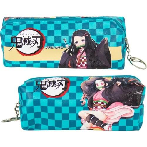 Popular Anime Demon Slayer Cosplay Zipper Canvas Pencil Bag Stationery Kimetsu No Yaiba Kamado Tanjiro Pencil Case for Students