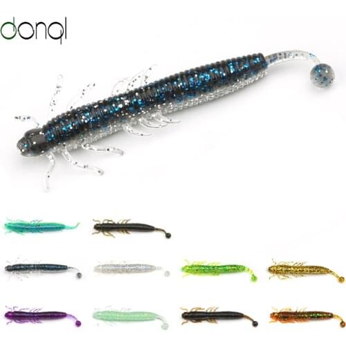 DONQL 10Pcs Jig Worm Fishing Soft Lures 70mm 2.2g Artificial Silicone Bait Wobbler Swimbait Rubber Bass Smell Carp Fishing Lure