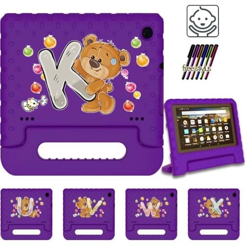 For Fire HD 8 Plus (10th Gen 2020)/Fire 7 (5th 7th 9th Gen)/HD 8 Shockproof EVA Safe Kids Cartoon Cover Handle Stand Tablet Case