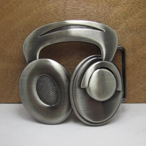 BuckleClub zinc alloy earphone music jeans gift belt buckle pewter finish FP-02684 for men 4cm width loop drop shipping