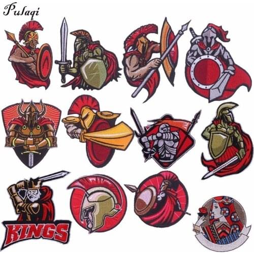 Pulaqi Spartak Spartaco Moives Iron-on Patches Embroidered Sewing Applique For Clothes Apparel Spartan 300 Warriors Badges H