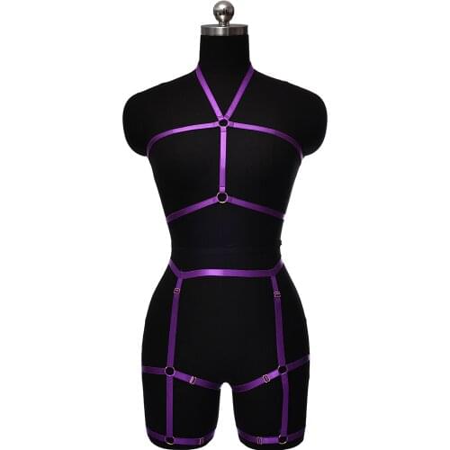 Goth Multicolor Rave Wear Sexy Body Harness Garter Belt Fashion Accessories Bondage Adjust Harness Cage Pole Dance Suspender