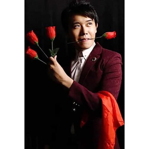 The Rose 2.0 (Red) Magic Tricks Torch To Four Roses Fire Magia Magician Stage Romantic Bar Shows Gimmick Flame Appearing Flower