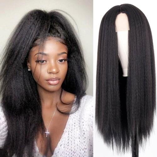 Synthetic Wigs Yaki Straight Hair Wig For Women Yaki Straight 30 inch Long Afro Hair Wig Heat Resistant Fiber African Wig