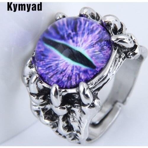 Kymyad Vintage Finger Rings For Women Bijoux Femme Colorful Eyes Ring Jewelry Hip Hop Rock Finger Rings