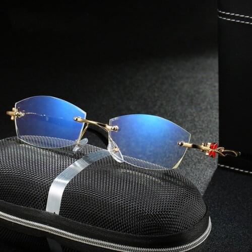 2019 Fashion Anti-blue Reading Glasses Diamond Trimming Frameless Reading Glasses Women TR Alloy Legs Presbyopic Eyewear
