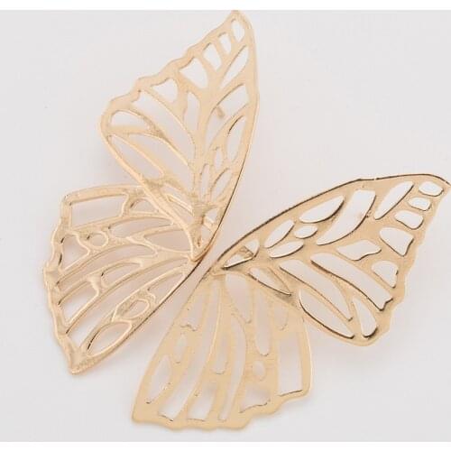 Trendy New Hollow Butterfly Stud Earrings for Women Metal Gold/Silver Color Large Wing Earring Statement Jewelry Oorbellen
